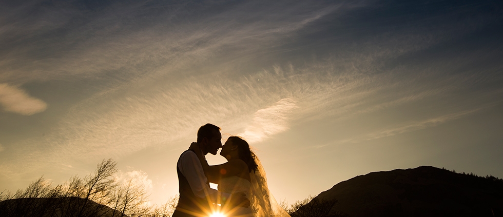 Inn on The Lake Sunset Wedding Photo