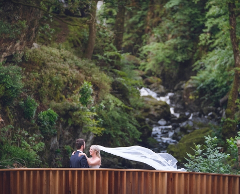 Lodore Falls with Bride and Groom