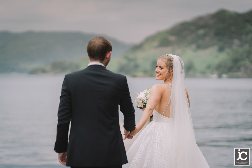 inn-on-the-lake-wedding-slideshow0002 bride and groom with Ullswater and mountains